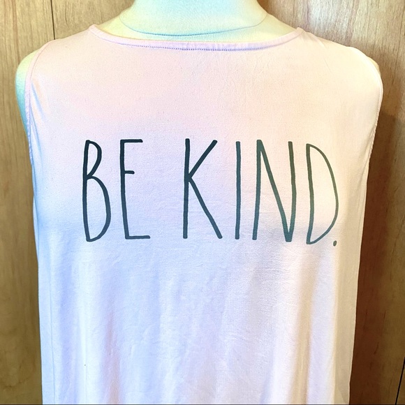 Rae Dunn Tops - ☀️ Sale 2X Rae Dunn “be kind” pink tank top with gray iconic print